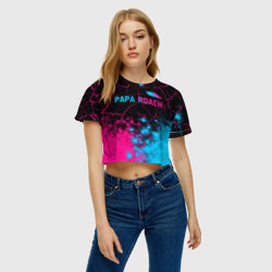 Женская футболка Crop-top 3D Papa Roach - neon gradient: символ сверху - фото 2