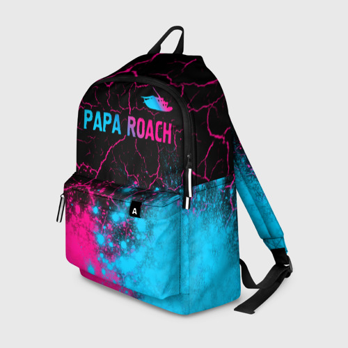 Рюкзак с принтом Papa Roach - neon gradient: символ сверху, вид спереди №1