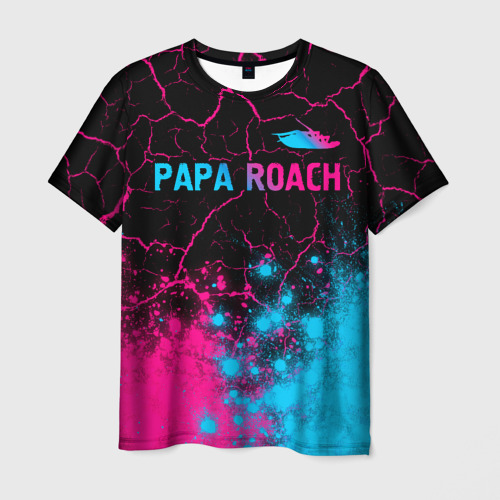 Мужская футболка 3D Papa Roach - neon gradient: символ сверху, цвет 3D печать