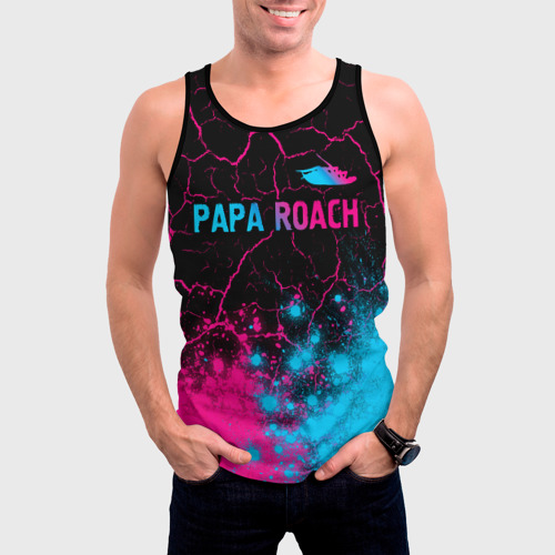 Мужская майка 3D Papa Roach - neon gradient: символ сверху, цвет 3D печать - фото 3