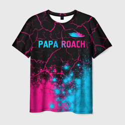 Мужская футболка 3D Papa Roach - neon gradient: символ сверху