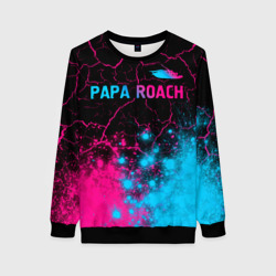 Женский свитшот 3D Papa Roach - neon gradient: символ сверху