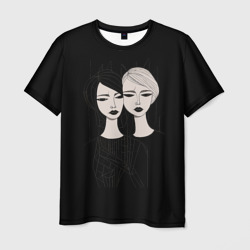 Мужская футболка 3D Две печальных девушки