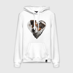 Женская толстовка хлопок Джек-рассел-терьер арт-портрет в сердце