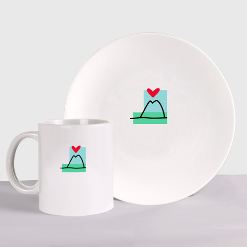 Набор: тарелка + кружка Люблю горы и море