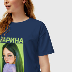 Женская футболка хлопок Oversize Карина Aespa - фото 2