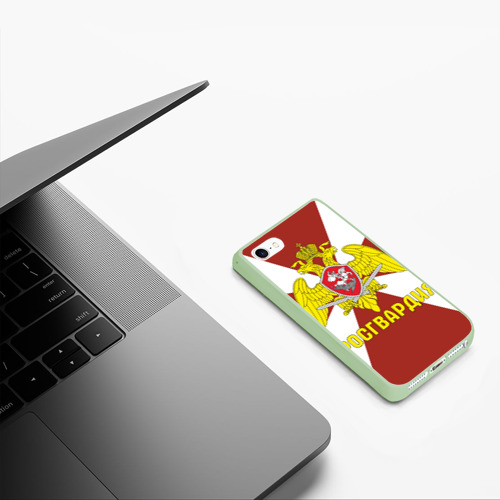 Чехол для iPhone 5/5S матовый Росгвардия - герб, цвет салатовый - фото 5