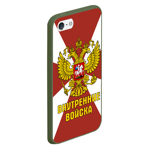 Чехол для iPhone 5/5S матовый Внутренние Войска - герб, цвет темно-зеленый - фото 3