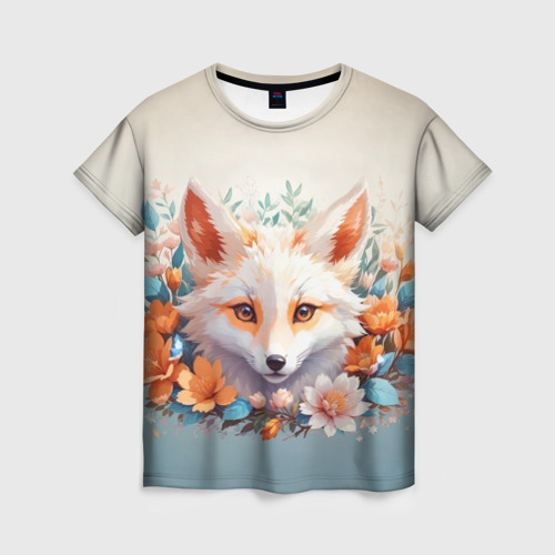 Женская футболка 3D Цветочная лиса, цвет 3D печать