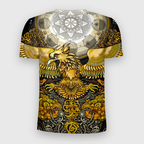Мужская футболка 3D Slim Золотой орёл - славянский орнамент, цвет 3D печать - фото 2