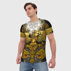 Мужская футболка 3D Золотой орёл - славянский орнамент - фото 2