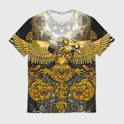 Мужская футболка 3D Золотой орёл - славянский орнамент