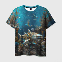 Мужская футболка 3D Механическая акула