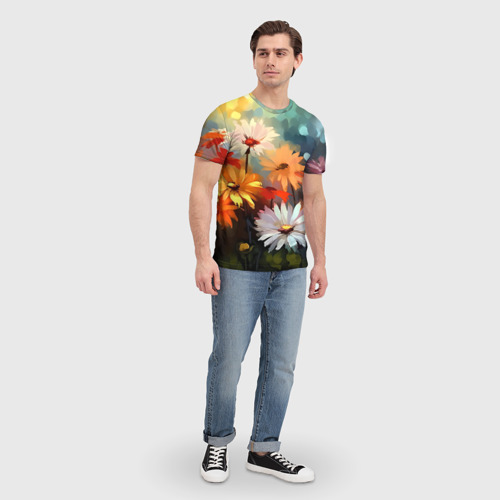Мужская футболка 3D Маслянные ромашки, цвет 3D печать - фото 5