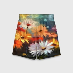 Детские спортивные шорты 3D Маслянные ромашки