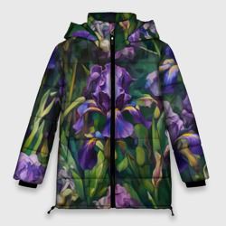 Женская зимняя куртка Oversize Ирисы паттерн