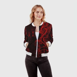 Женский бомбер 3D Красный дракон - иероглифы - фото 2