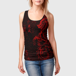 Женская майка 3D Красный дракон - иероглифы - фото 2
