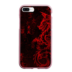 Чехол для iPhone 7Plus/8 Plus матовый Красный дракон - иероглифы