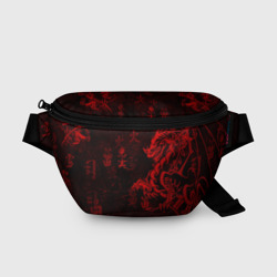 Поясная сумка 3D Красный дракон - иероглифы