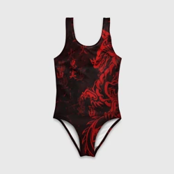 Детский купальник 3D Красный дракон - иероглифы - фото 2