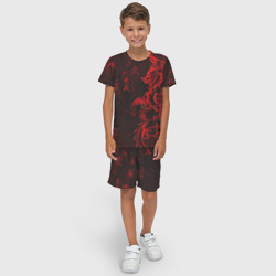 Детский костюм с шортами 3D Красный дракон - иероглифы - фото 2