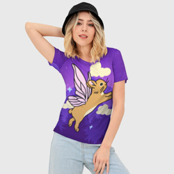 Женская футболка 3D Slim Лунный кролик с крыльями - фото 2