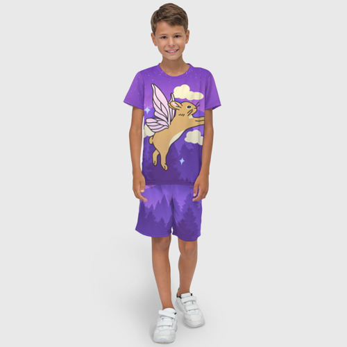Детский костюм с шортами 3D Лунный кролик с крыльями, цвет 3D печать - фото 3