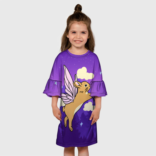 Детское платье 3D Лунный кролик с крыльями, цвет 3D печать - фото 4