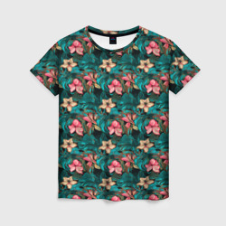 Женская футболка 3D Летние  объемные цветочки