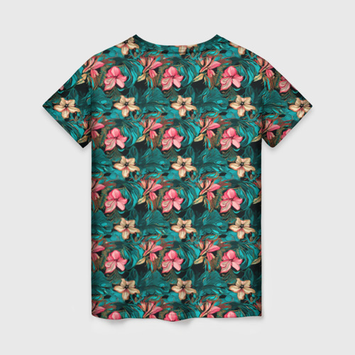 Женская футболка 3D Летние  объемные цветочки, цвет 3D печать - фото 2