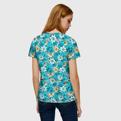 Женская футболка 3D Тропические   цветы   паттерн, цвет 3D печать - фото 4