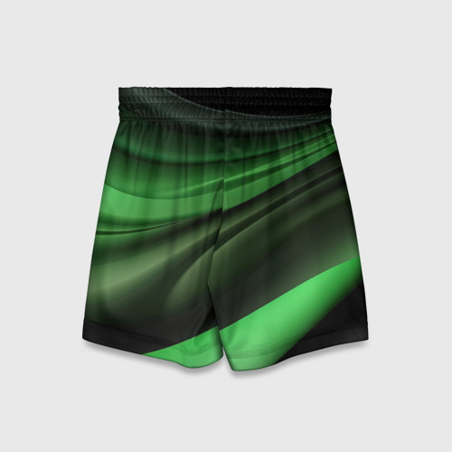 Детские спортивные шорты 3D с принтом Темная зеленая текстура, вид сзади #1