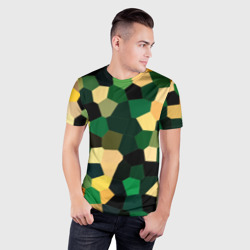 Мужская футболка 3D Slim Мозаика зелёный - фото 2