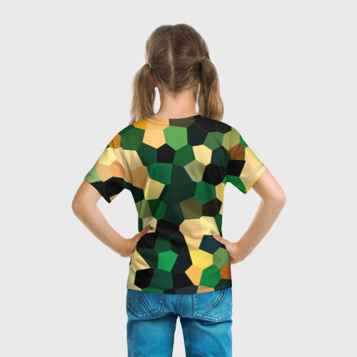 Детская футболка 3D Мозаика зелёный, цвет 3D печать - фото 6