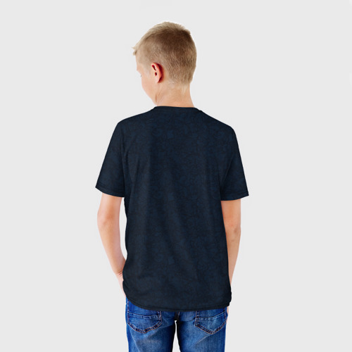 Детская футболка 3D Абстракция тёмно-синий ажурный, цвет 3D печать - фото 4