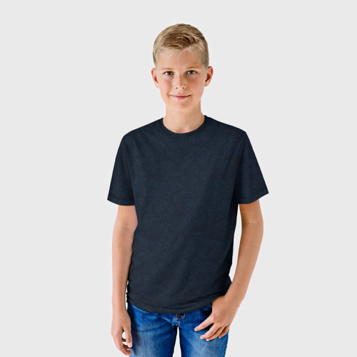 Детская футболка 3D Абстракция тёмно-синий ажурный, цвет 3D печать - фото 3