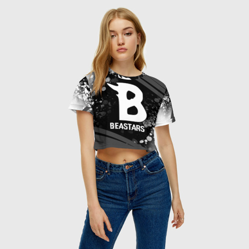 Женская футболка Crop-top 3D Beastars glitch на темном фоне, цвет 3D печать - фото 3