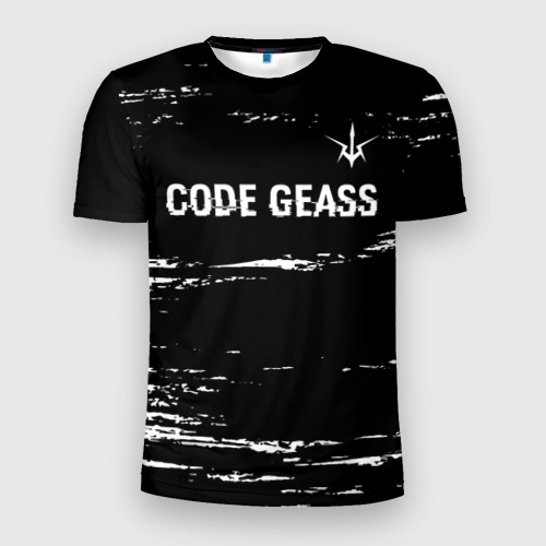 Мужская футболка 3D Slim Code Geass glitch на темном фоне: символ сверху, цвет 3D печать