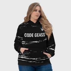 Толстовка с принтом Code Geass glitch на темном фоне: символ сверху для женщины, вид на модели спереди №4. Цвет основы: черный