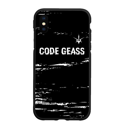 Чехол для iPhone XS Max матовый Code Geass glitch на темном фоне: символ сверху