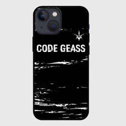 Чехол для iPhone 13 mini Code Geass glitch на темном фоне: символ сверху