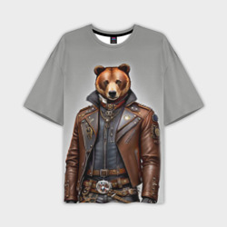 Мужская футболка oversize 3D Cool bear - steampunk - neural network