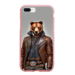 Чехол для iPhone 7Plus/8 Plus матовый Cool bear - steampunk - neural network