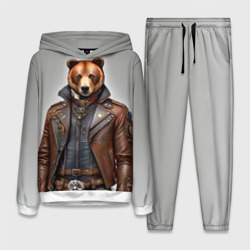 Женский костюм с толстовкой 3D Cool bear - steampunk - neural network