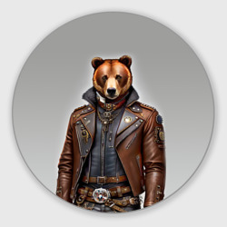 Круглый коврик для мышки Cool bear - steampunk - neural network