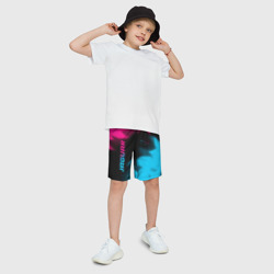 Детские спортивные шорты 3D Jaguar - neon gradient: надпись, символ - фото 2
