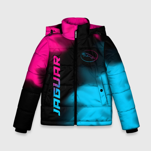 Зимняя куртка для мальчиков 3D Jaguar - neon gradient: надпись, символ, цвет черный