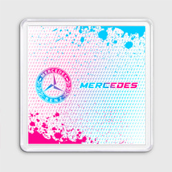 Магнит 55*55 Mercedes neon gradient style: надпись и символ