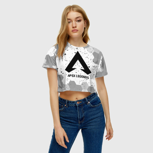 Женская футболка Crop-top 3D Apex Legends glitch на светлом фоне, цвет 3D печать - фото 4